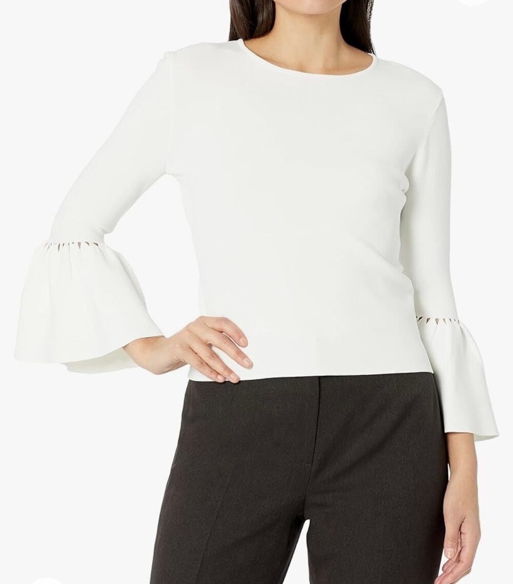 Eliza J Ivory Bell Cutout Sleeve Knit Blouse Top Size XL